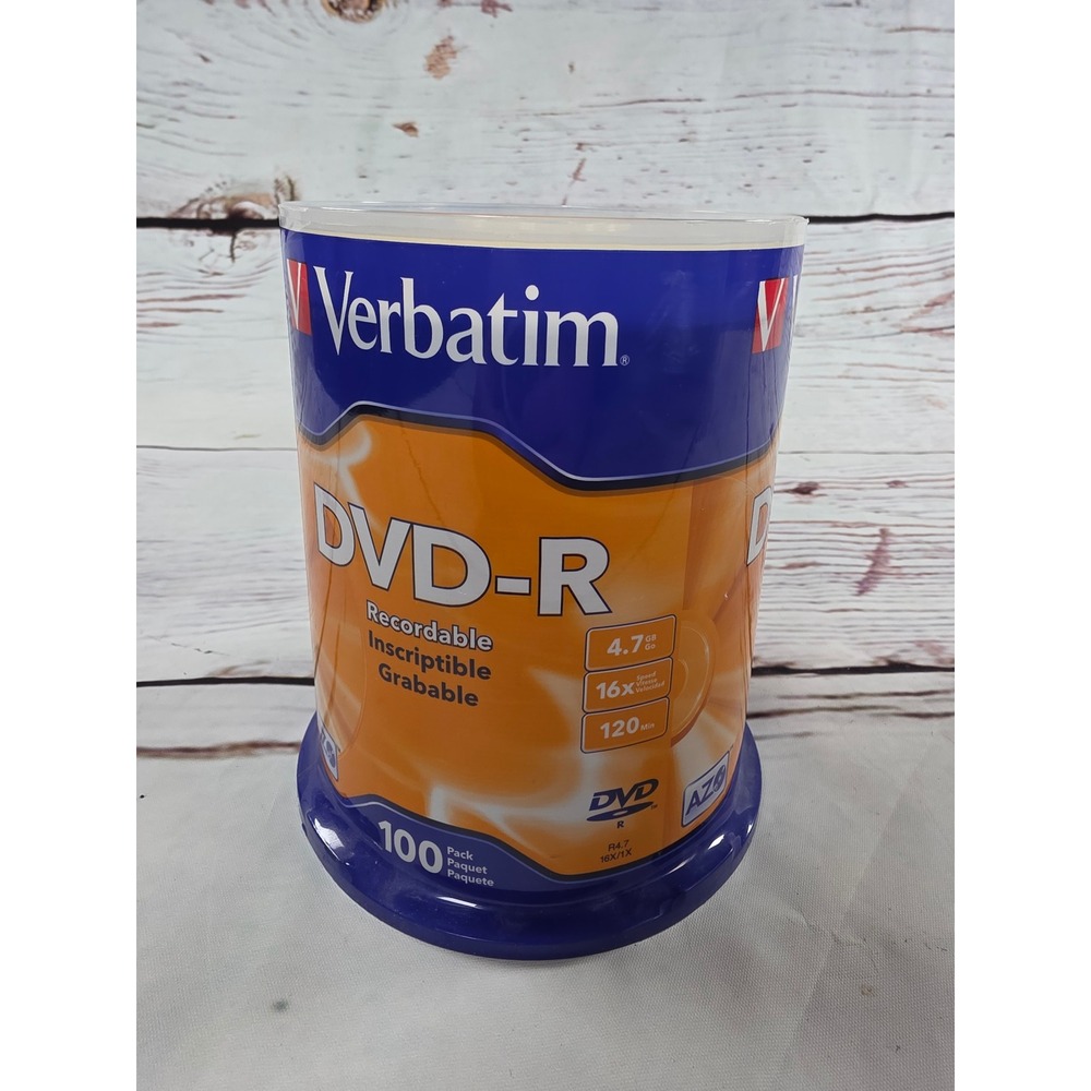 Verbatim DVD-R 4.7GB 16x Recordable Media 100 Pack Spindle 95102